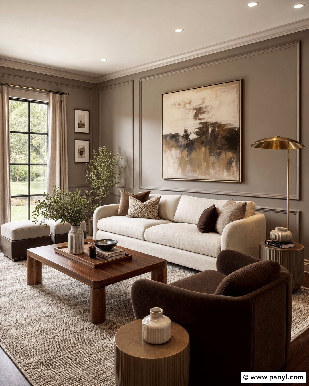 Taupe Wall Moulding With Matching Taupe Walls - 25 Wall Moulding Color Ideas