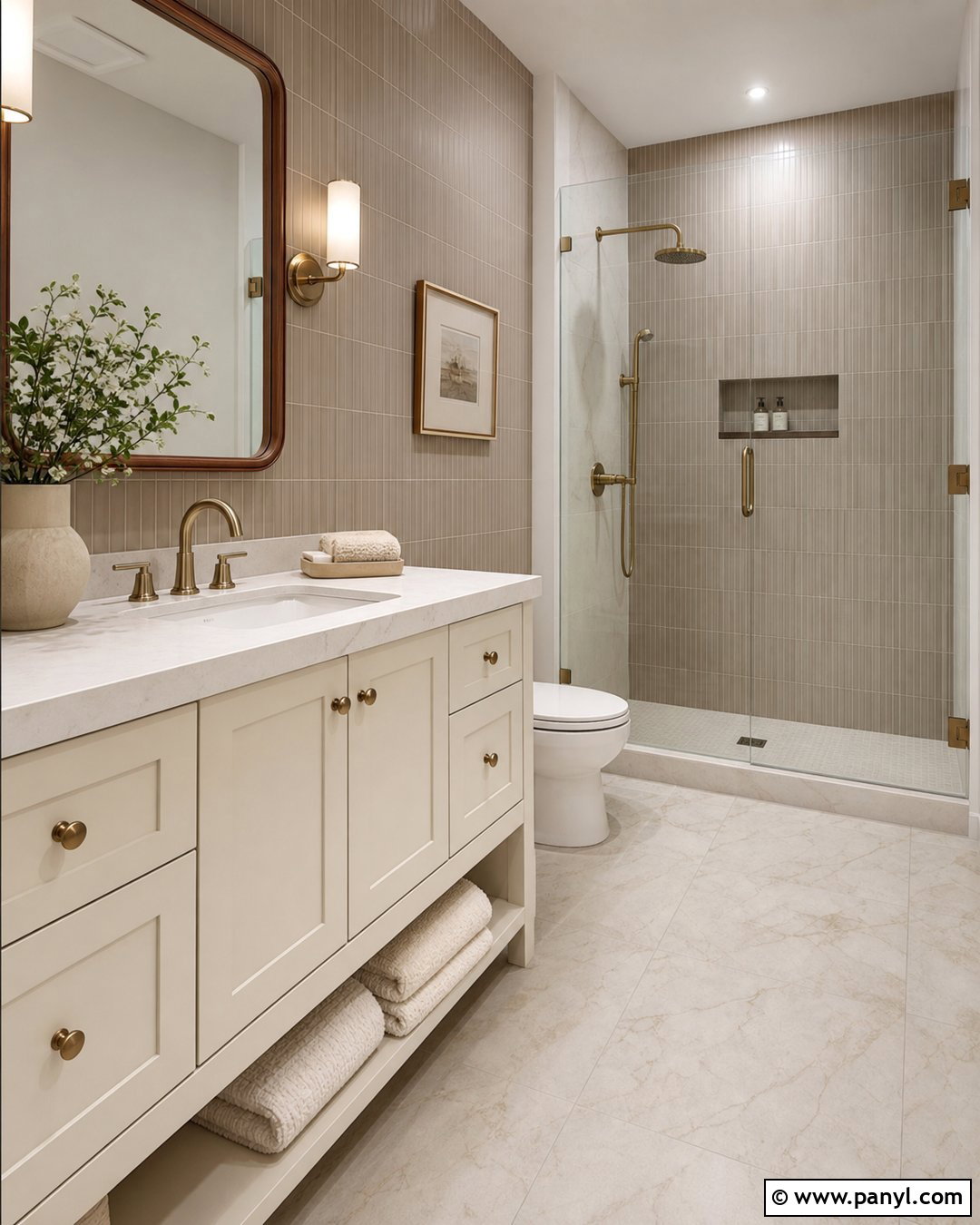 Taupe Wall Tiles With Ivory Floor Tiles - 25 Wall And Floor Tiles Color Combination Ideas