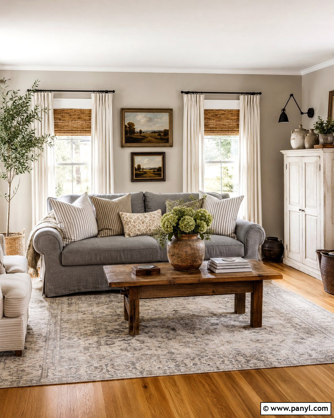 Taupe Walls With A Farmhouse Gray Couch - 20 Taupe Walls Grey Couch Ideas