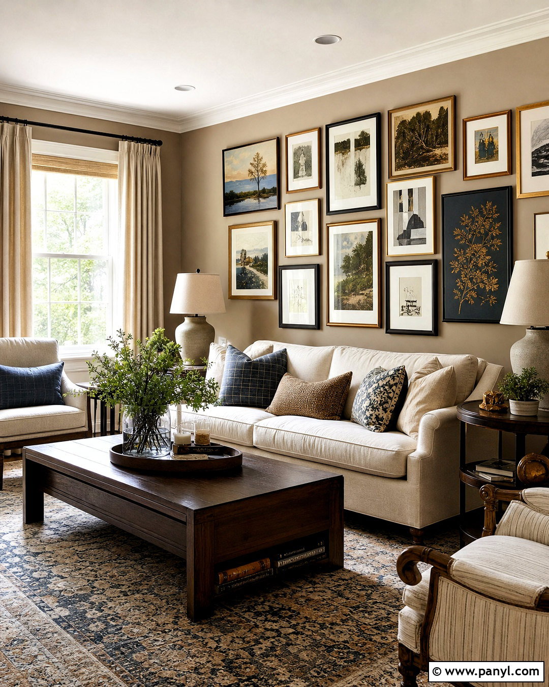 Taupe Walls With A Gallery Wall - 20 taupe walls living room ideas