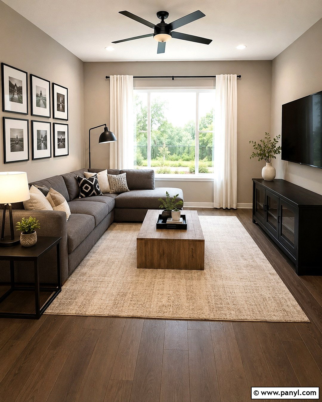 Taupe Walls With A Gray Couch And Black Accents - 20 Taupe Walls Grey Couch Ideas