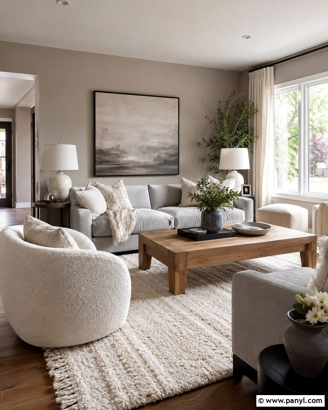 Taupe Walls With A Gray Couch And Cream Decor - 20 Taupe Walls Grey Couch Ideas