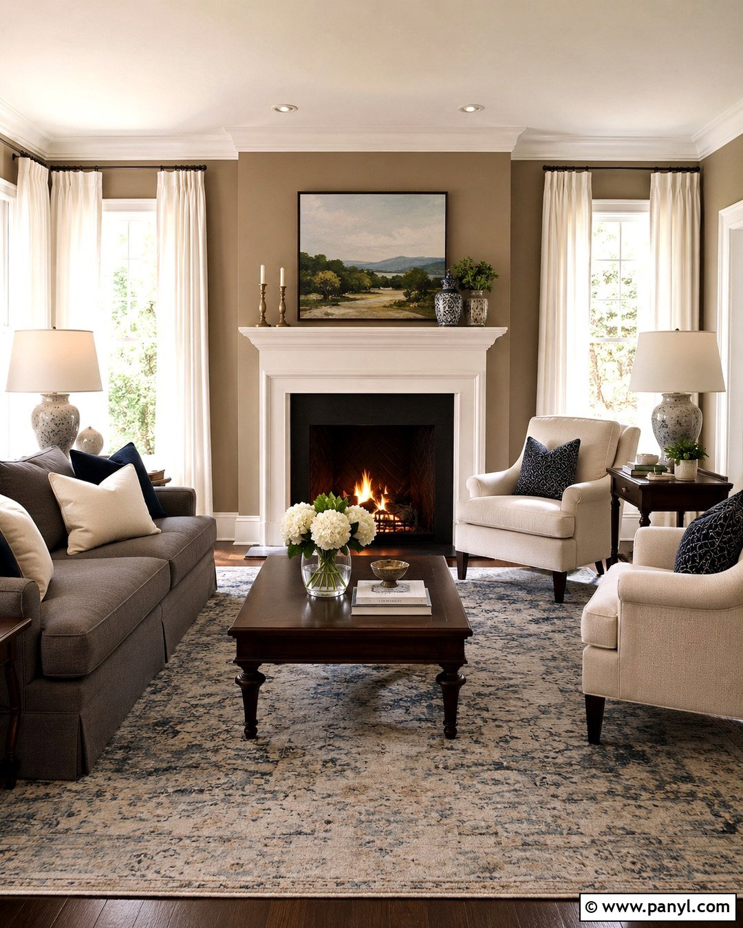 Taupe Walls With A Gray Couch And Fireplace - 20 Taupe Walls Grey Couch Ideas