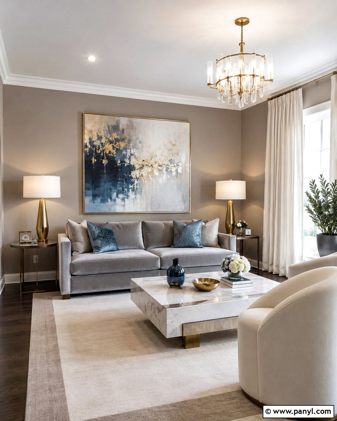 Taupe Walls With A Gray Velvet Couch - 20 Taupe Walls Grey Couch Ideas