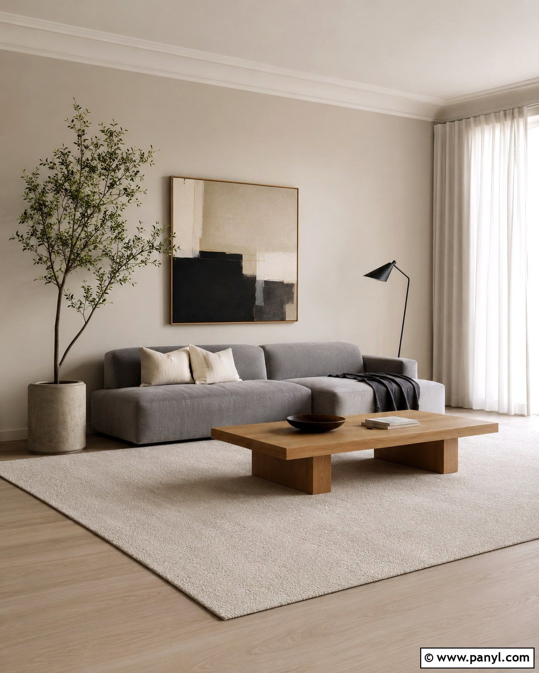 Taupe Walls With A Minimalist Gray Couch - 20 Taupe Walls Grey Couch Ideas