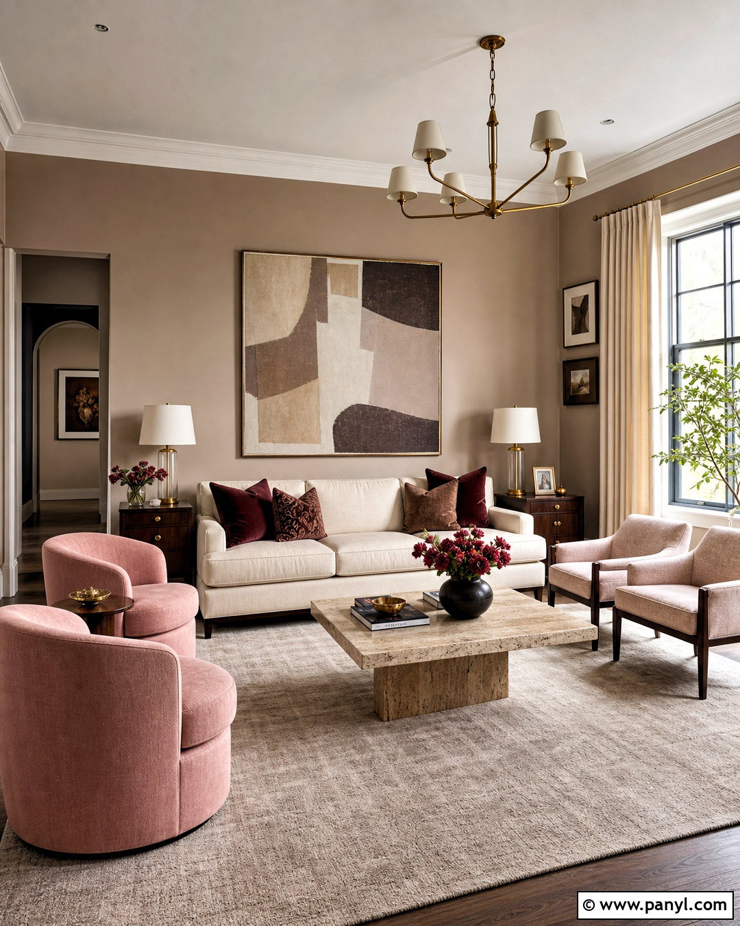 Taupe Walls With Blush Pink Decor - 20 taupe walls living room ideas
