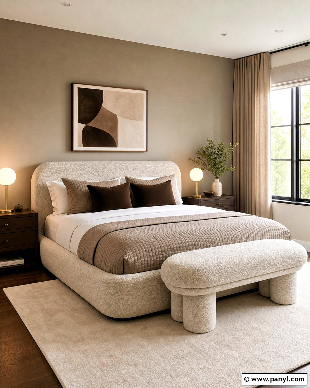 Taupe Walls With Boucle Furniture - 20 taupe walls bedroom ideas