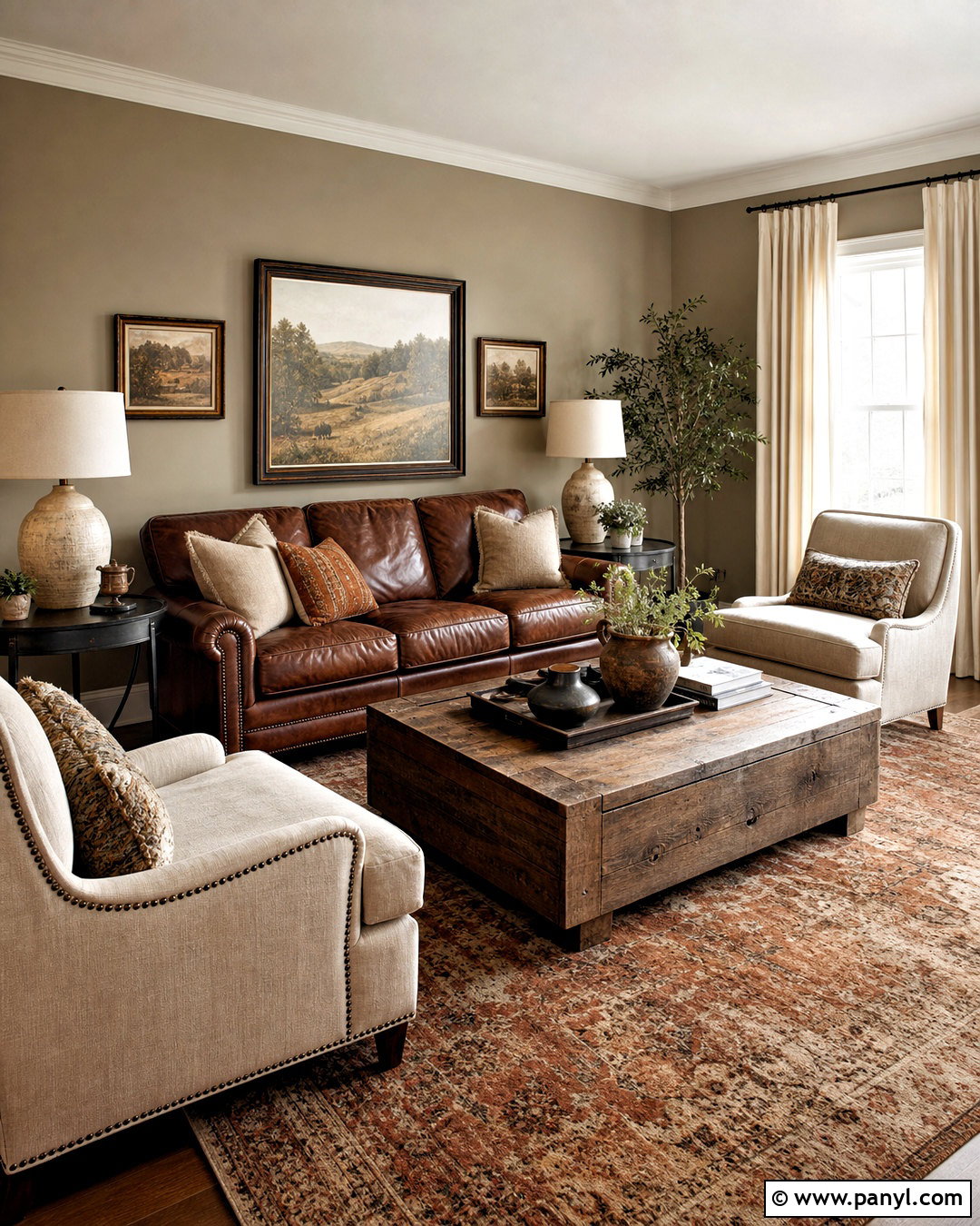 Taupe Walls With Brown Leather Furniture - 20 taupe walls living room ideas