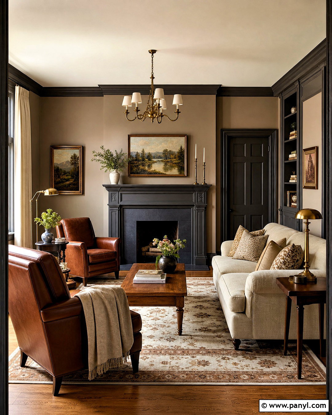 Taupe Walls With Dark Painted Trim - 20 traditional wall painting ideas