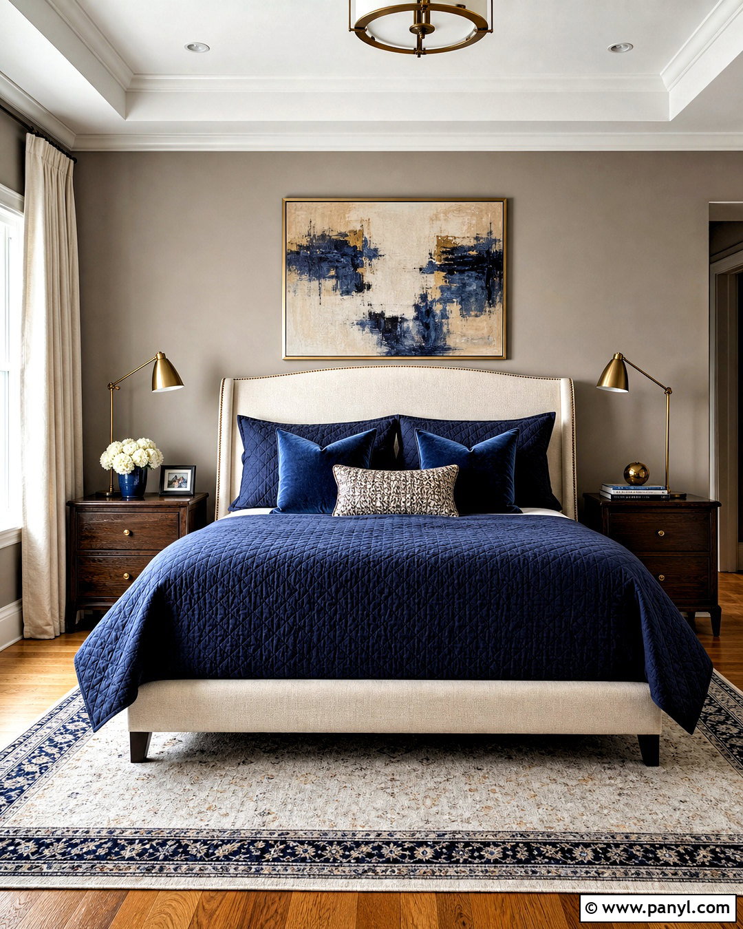 Taupe Walls With Navy Blue Bedding - 20 taupe walls bedroom ideas