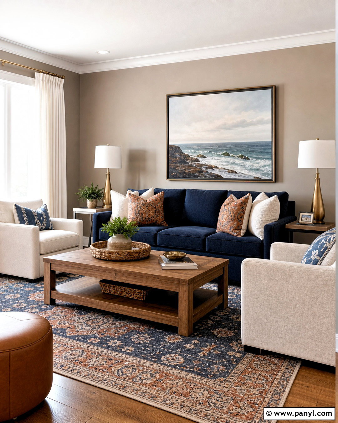 Taupe Walls With Navy Blue Furniture - 20 taupe walls living room ideas
