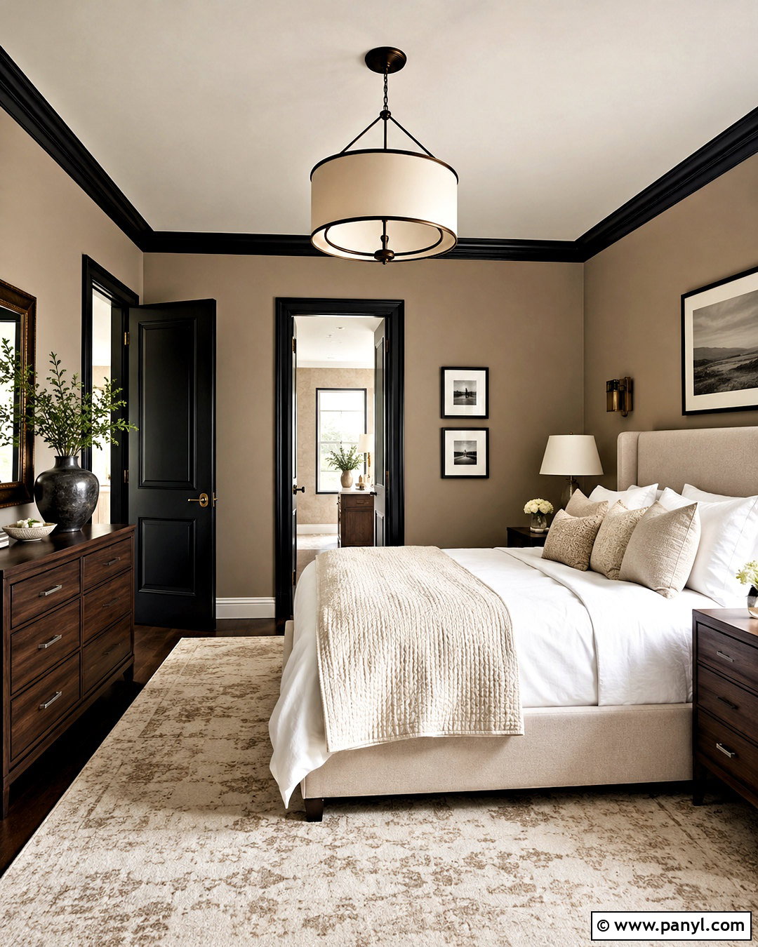 Taupe Walls With Soft Black Doors - 35 Wall And Door Color Combination Ideas