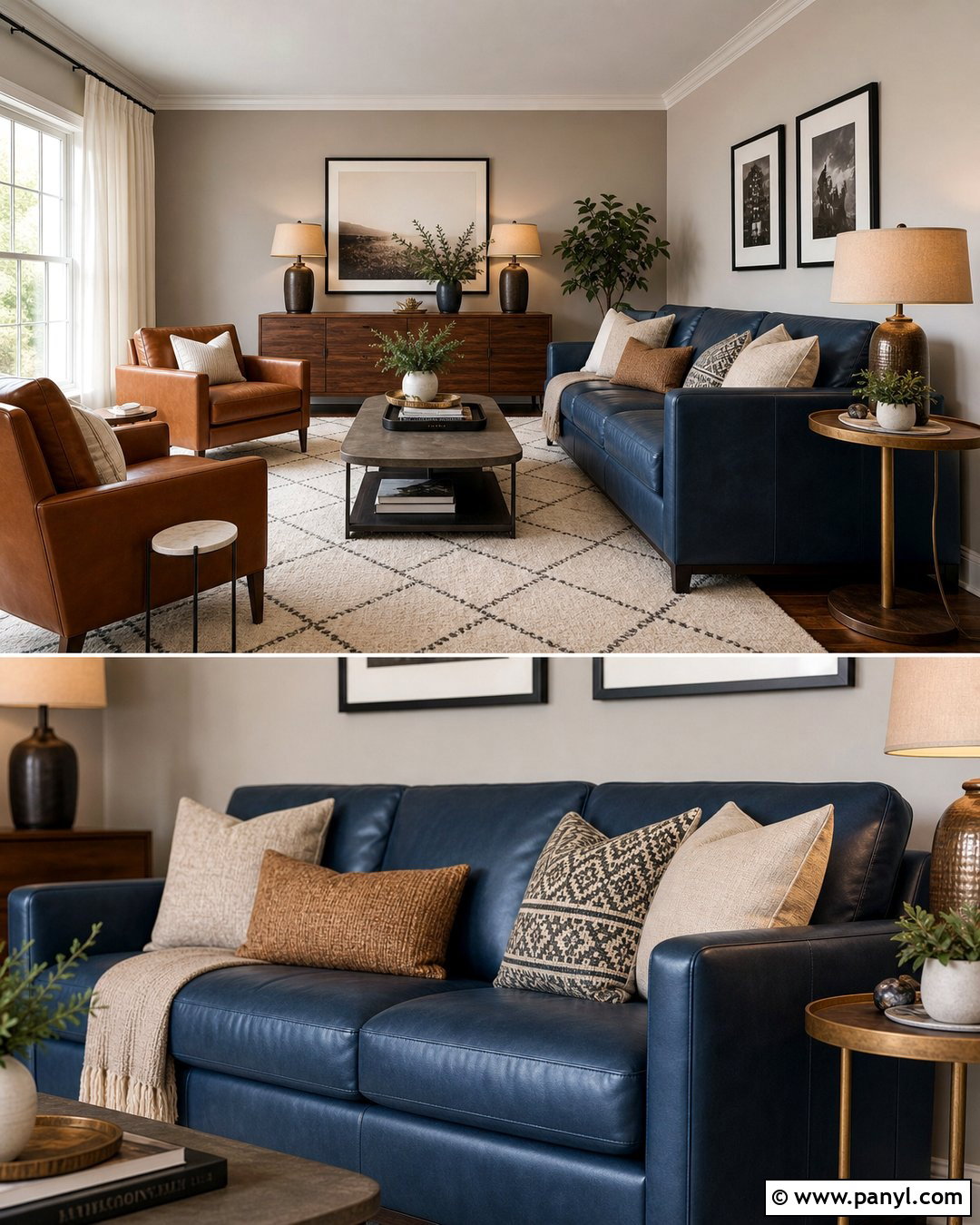 Taupe Walls With a Blue Couch - 20 Blue Couch Wall Color Ideas