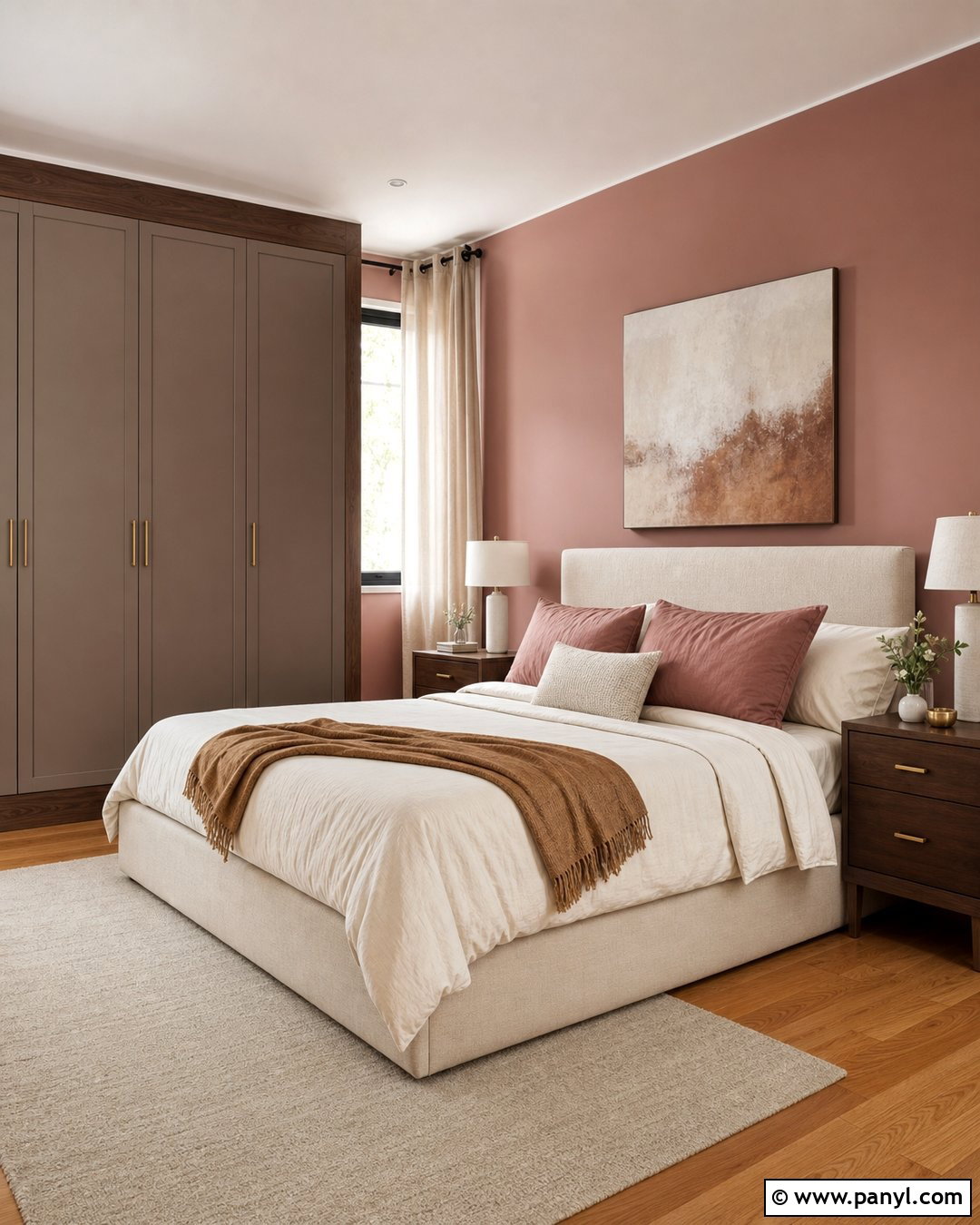 Taupe Wardrobe With Dusty Rose Walls - 25 Wardrobe And Wall Color Combination Ideas