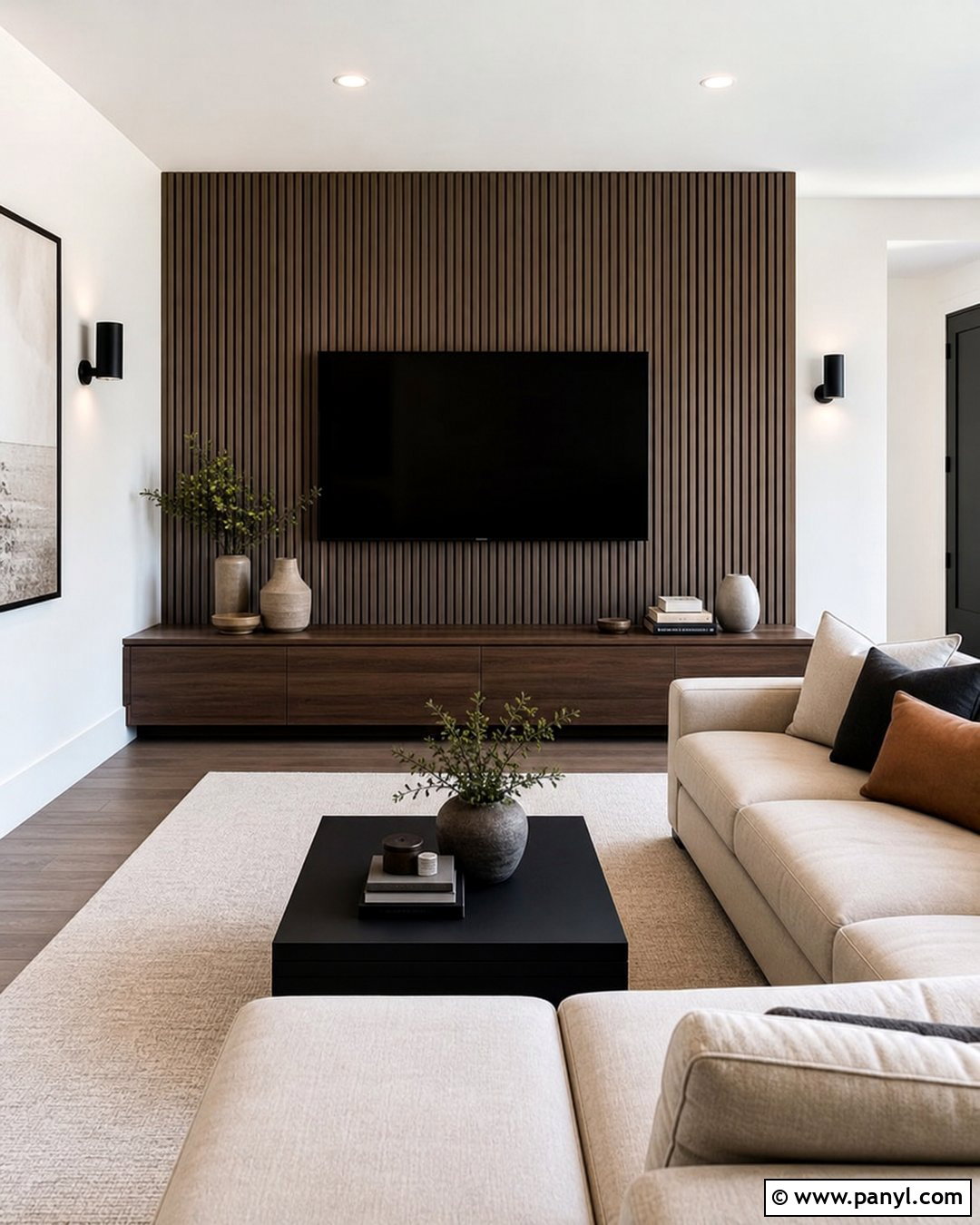 Taupe Wood Slat Accent Wall - 30 Taupe Accent Wall Ideas