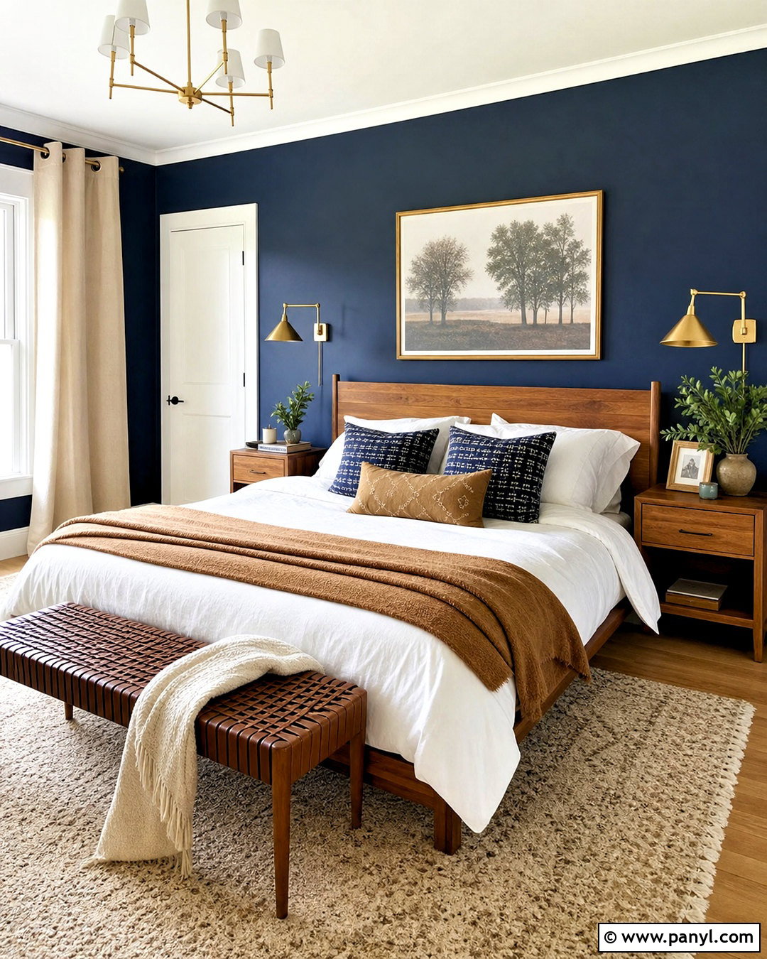 Teak Wood And Navy Blue - 20 wood colour combination ideas