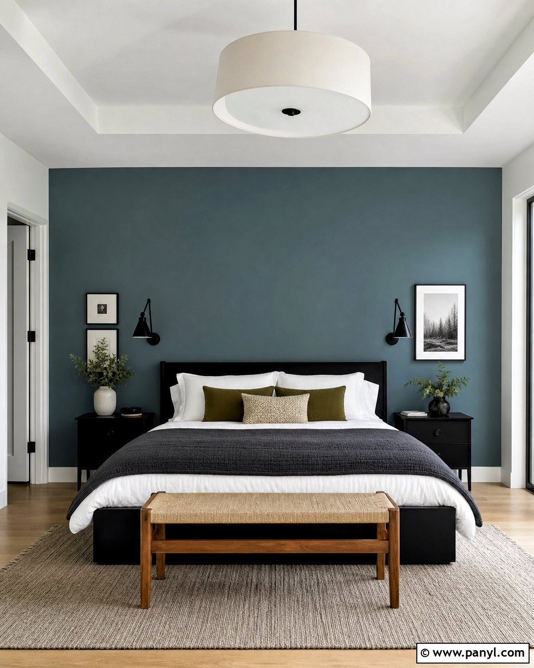 Teal Accent Wall With Black Furniture - 20 teal accent wall bedroom ideas