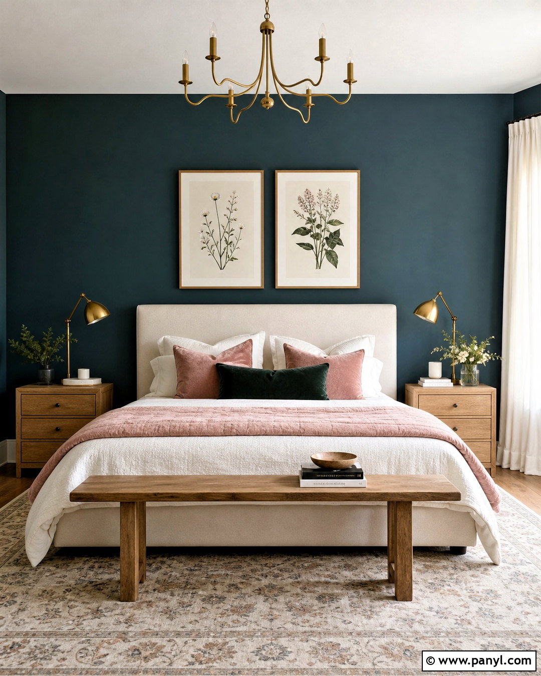 Teal Accent Wall With Blush Pink Decor - 20 teal accent wall bedroom ideas