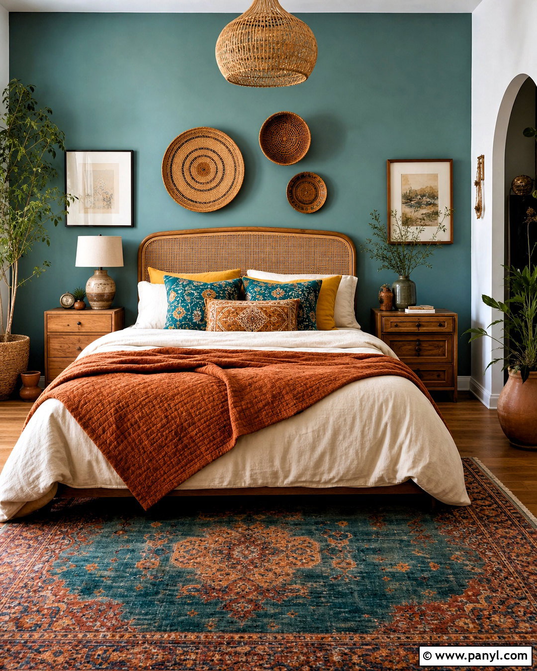 Teal Accent Wall With Boho Decor - 20 teal accent wall bedroom ideas