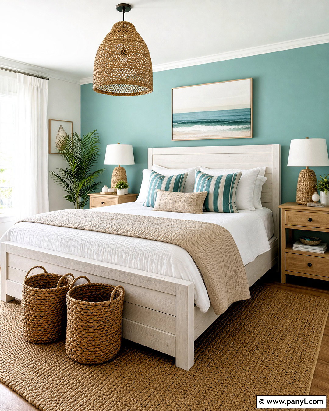 Teal Accent Wall With Coastal Decor - 20 teal accent wall bedroom ideas