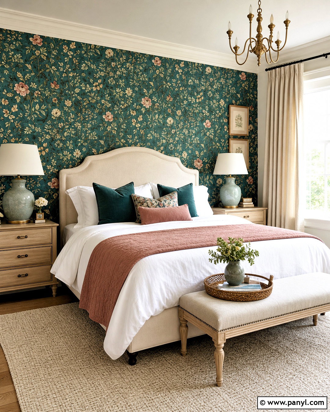 Teal Accent Wall With Floral Wallpaper - 20 teal accent wall bedroom ideas