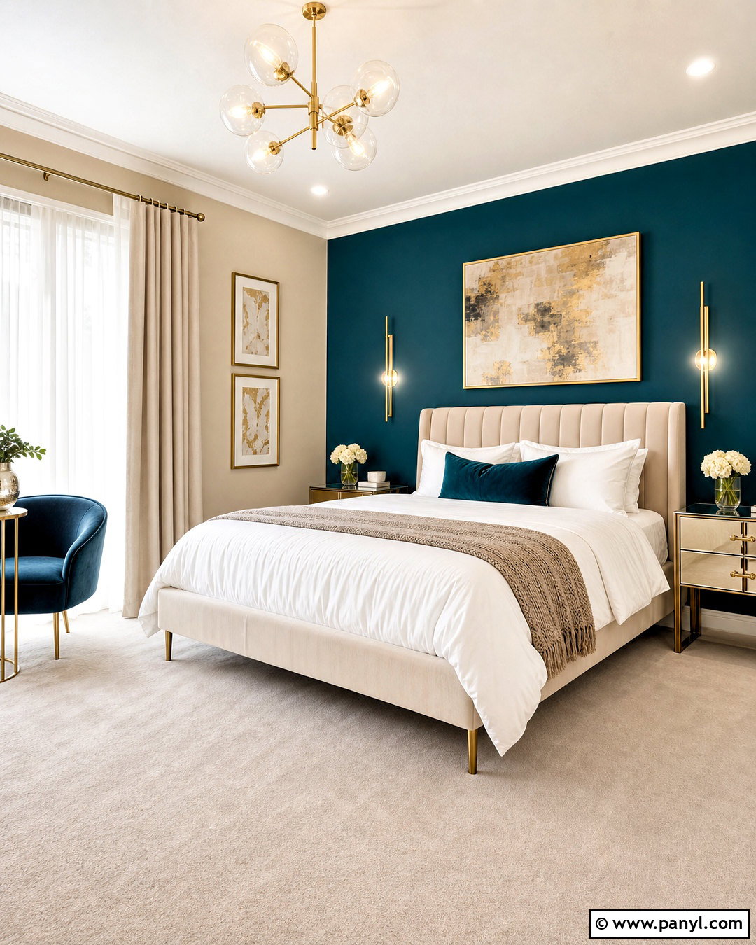 Teal Accent Wall With Gold Accents - 20 teal accent wall bedroom ideas