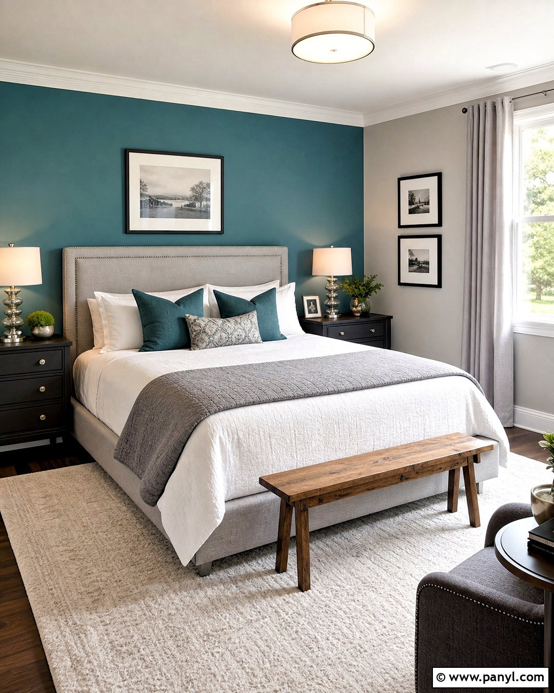 Teal Accent Wall With Gray Furniture - 20 teal accent wall bedroom ideas
