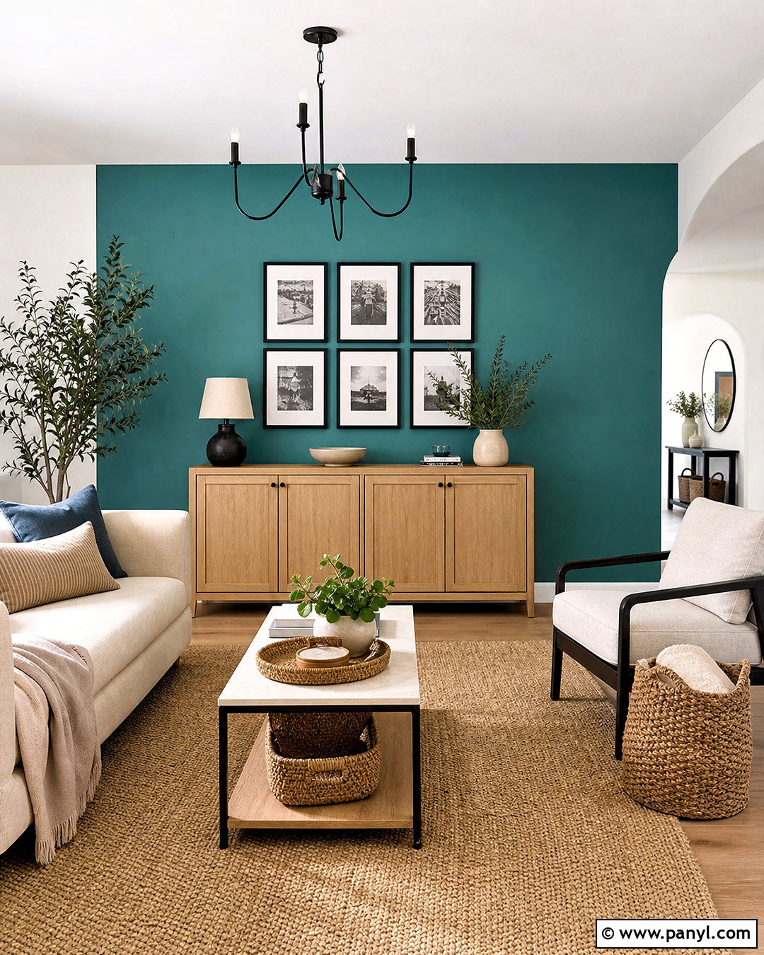 Teal Accent Wall With Oak Decor - 20 teal interior design ideas