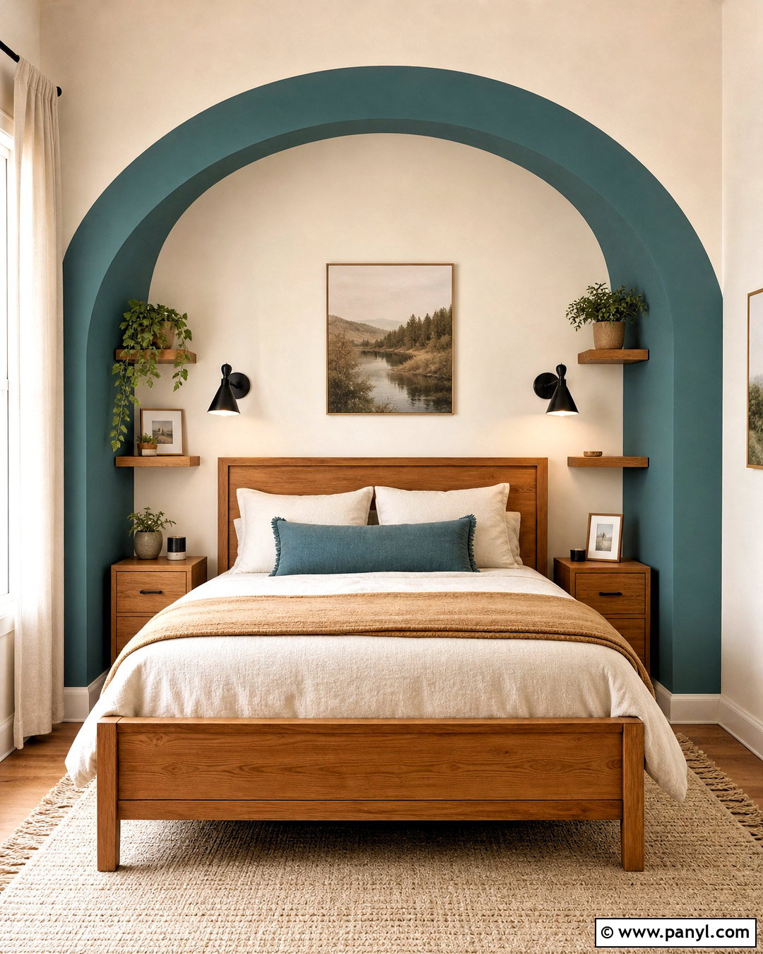 Teal Accent Wall With Painted Arch - 20 teal accent wall bedroom ideas