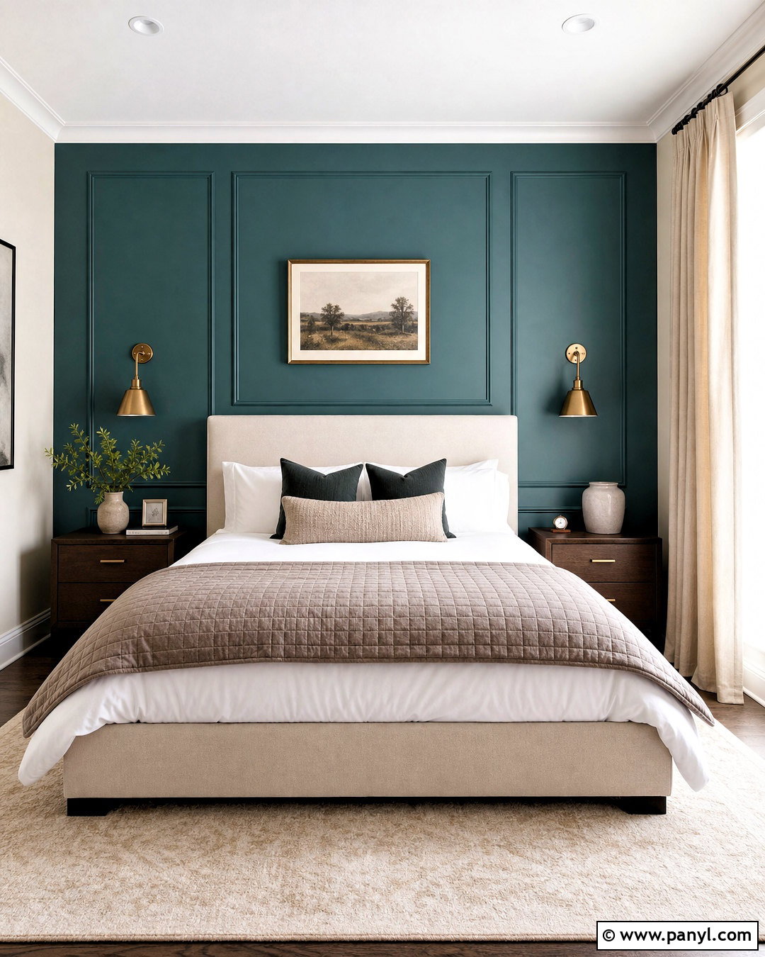 Teal Accent Wall With Wall Paneling - 20 teal accent wall bedroom ideas