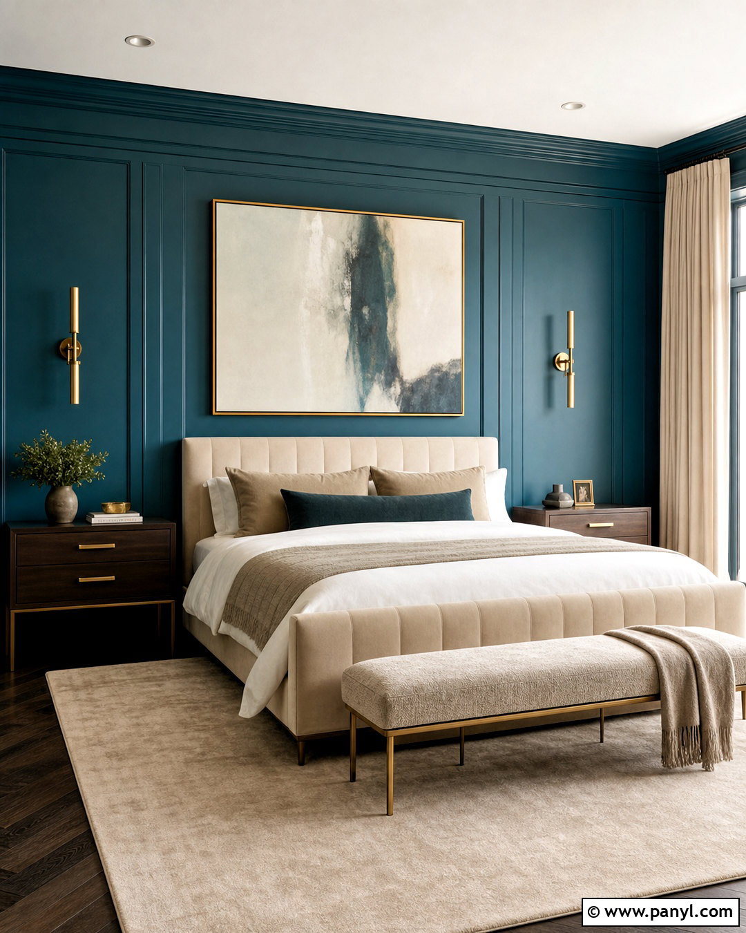 Teal And Brass Bedroom - 20 teal wall bedroom ideas