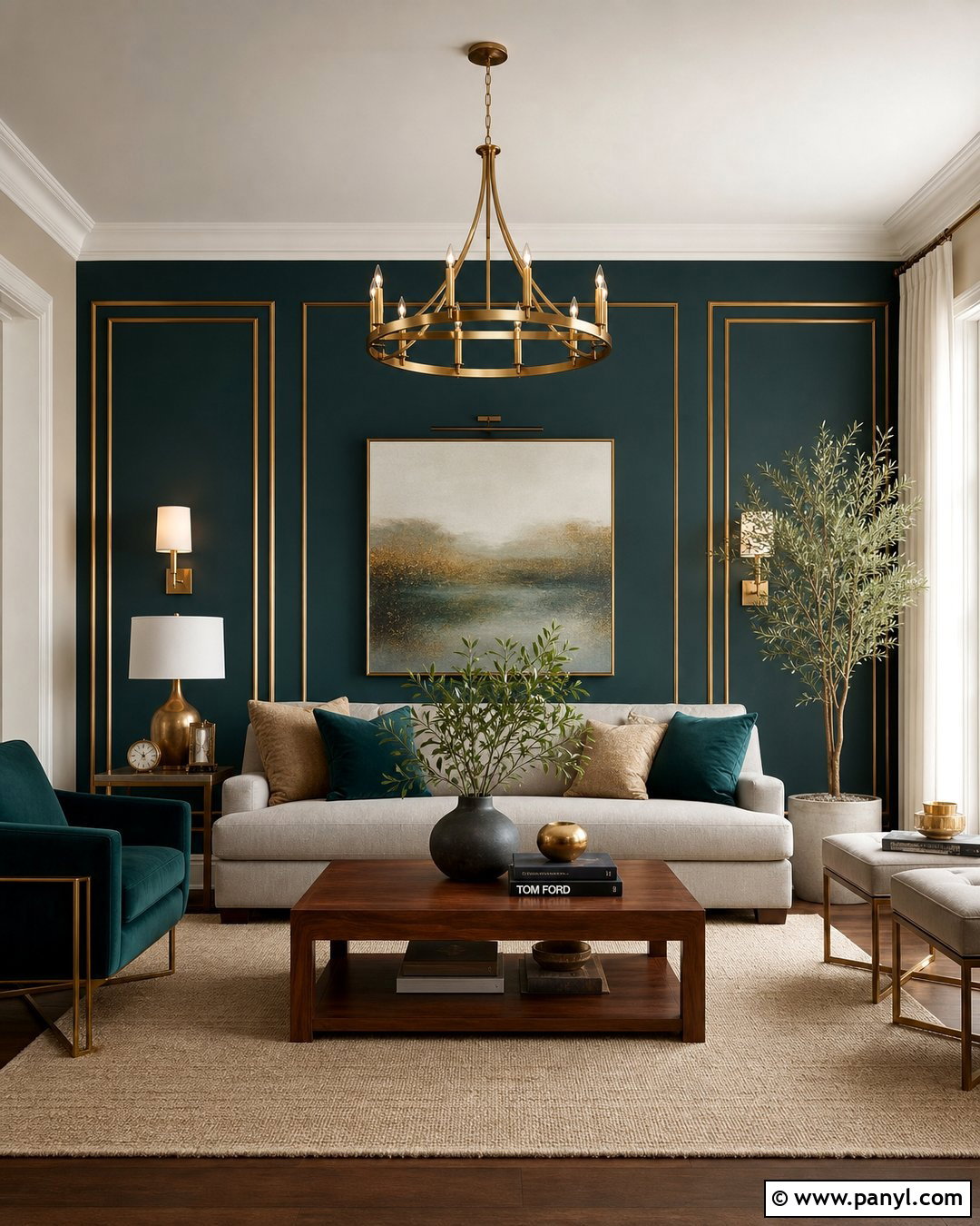 Teal And Brass Living Room Wall - 35 royal paint wall design for living room ideas