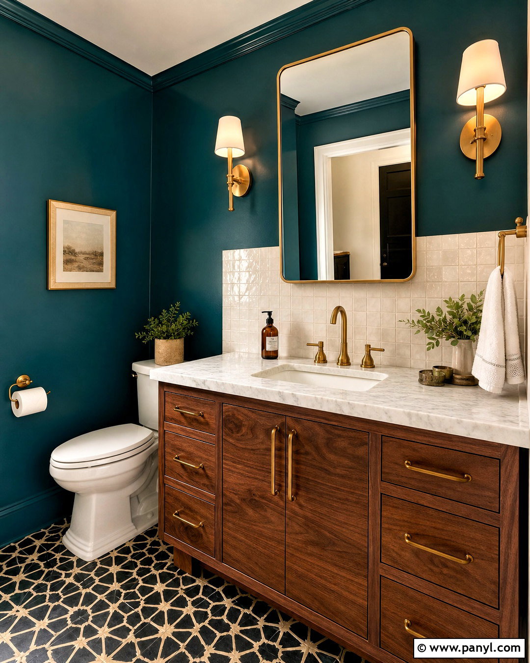 Teal And Brass Powder Room Color Scheme - 20 home colour design ideas