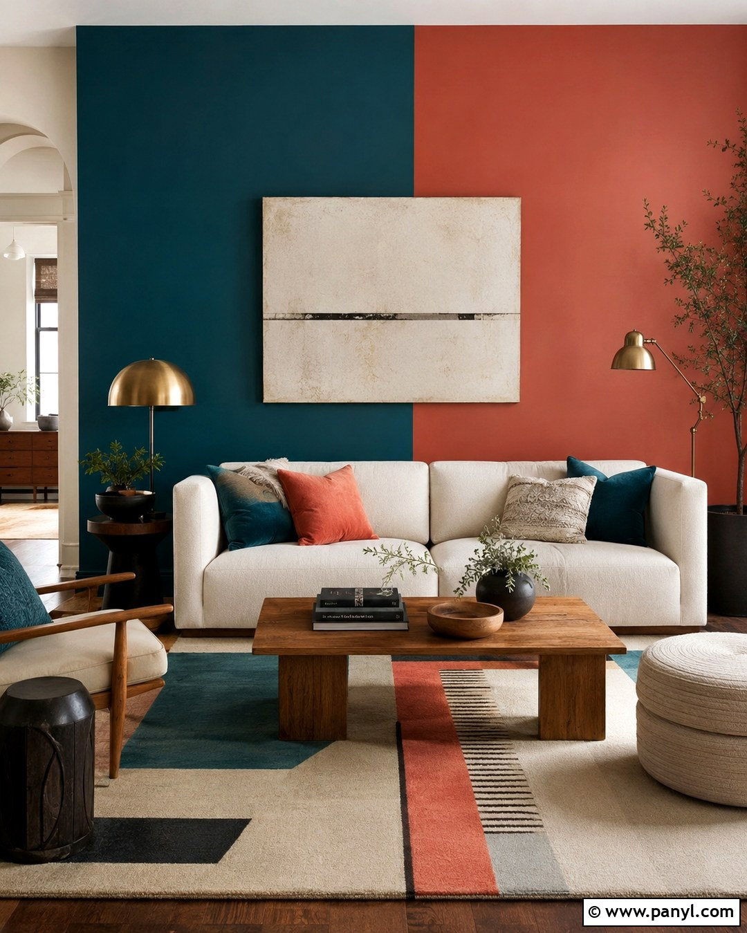 Teal And Coral Accent Wall - 20 Two Color Accent Wall Ideas
