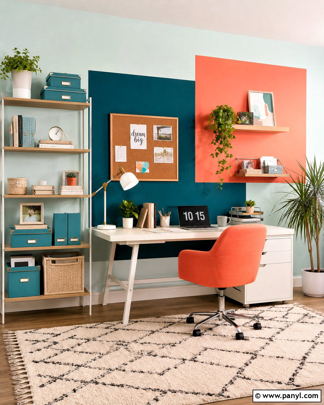Teal And Coral Color Block Wall - 20 colour block walls