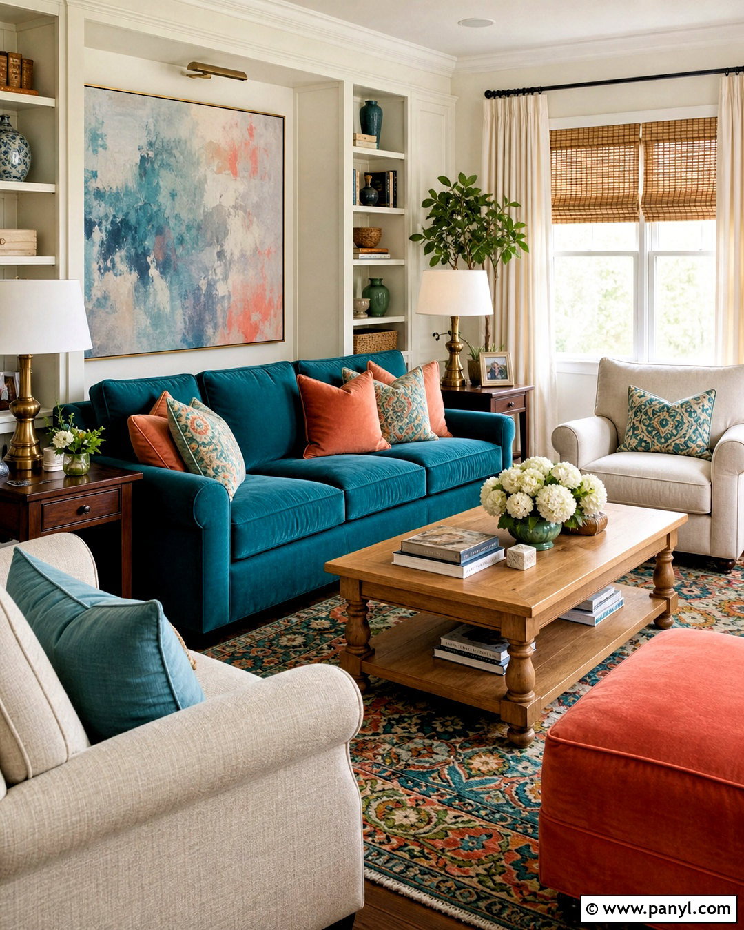 Teal And Coral Family Room Color Combination - 20 color combinations home ideas