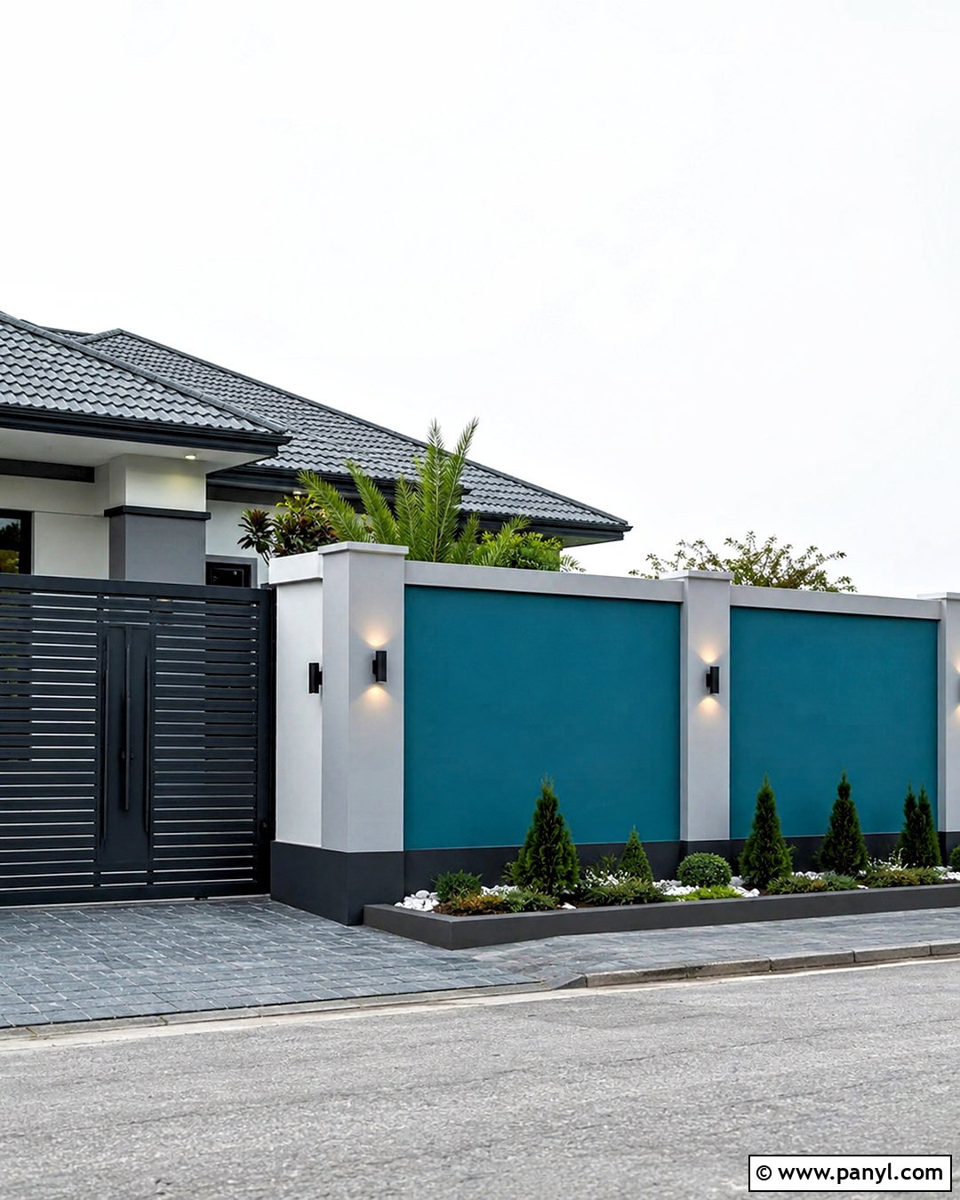 Teal And Light Gray Compound Wall - 20 compound wall painting ideas