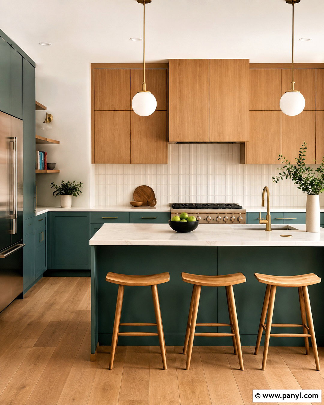 Teal And Light Oak Kitchen - 20 popular kitchen color combinations