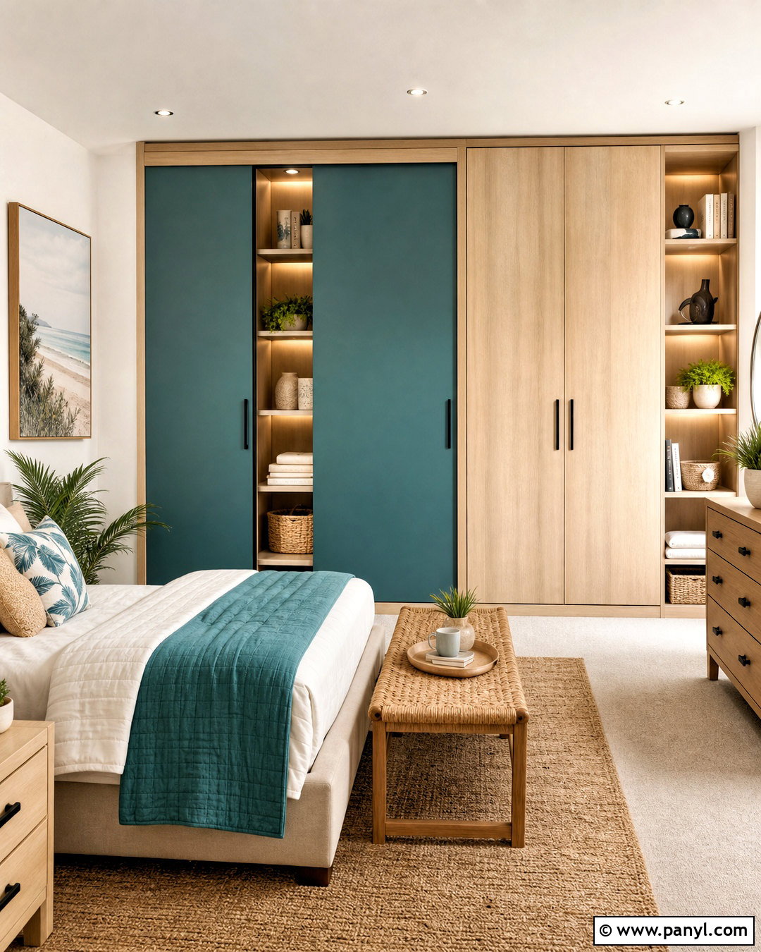 Teal And Light Oak Wardrobe - 20 bedroom wardrobe colour combination ideas