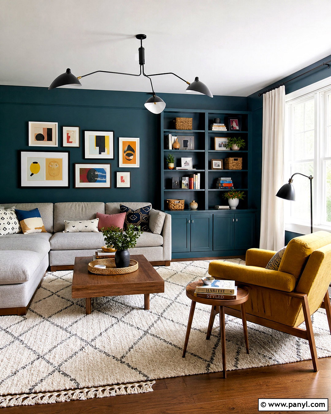 Teal And Mustard Family Room - 20 room color design ideas