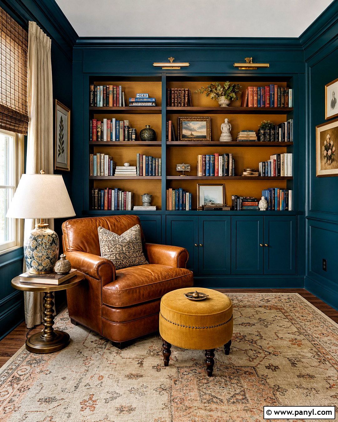 Teal And Mustard Two Tone Reading Room - 20 two tone room ideas