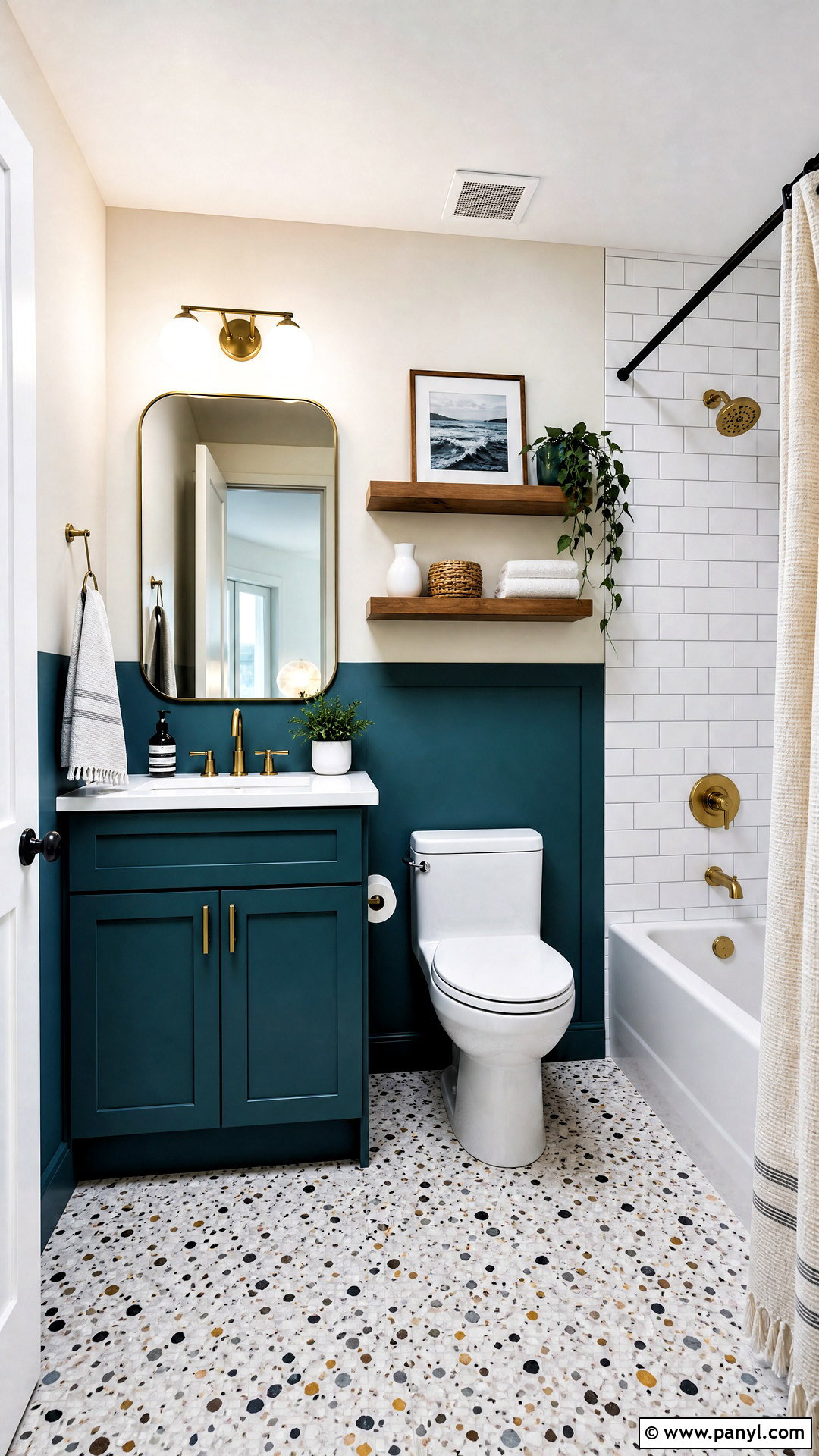 Teal And Off-White Bathroom Walls - 20 2 color wall paint ideas