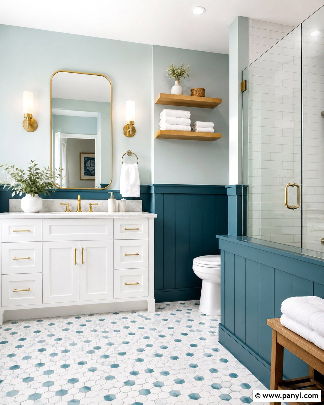Teal And Pale Aqua Split Wall - 20 Split Wall Color Ideas