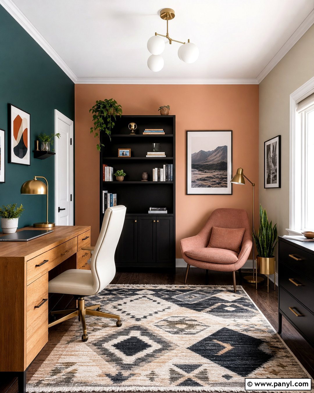 Teal And Peach Home Office Walls - 20 Room With Different Colored Walls