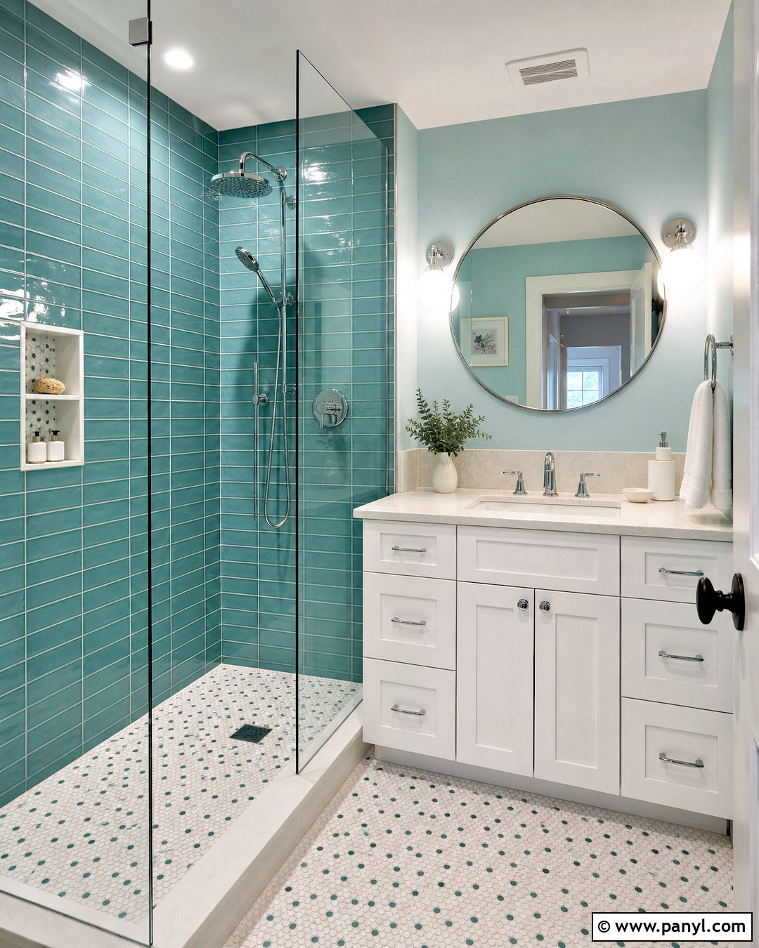 Teal And Penny Tile Bathroom Combination - 20 tiles combination for bathroom ideas