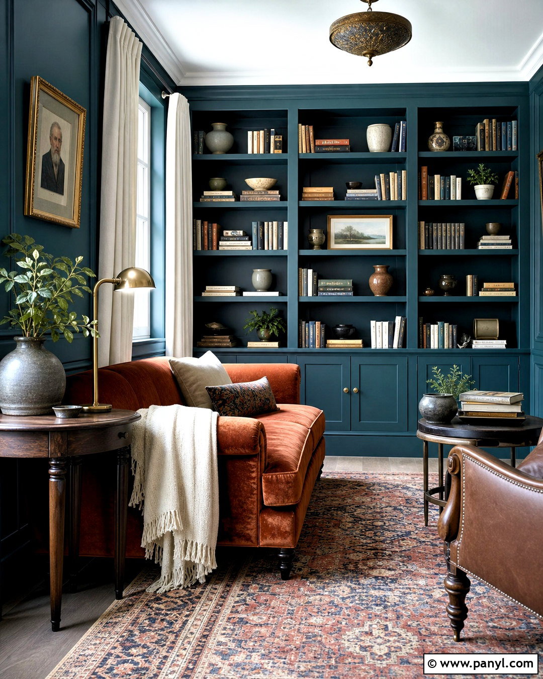 Teal And Rust Reading Room - 20 interior room color combination ideas