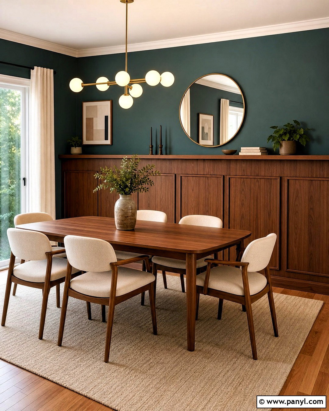 Teal And Walnut Accent Wall - 20 retro accent wall ideas