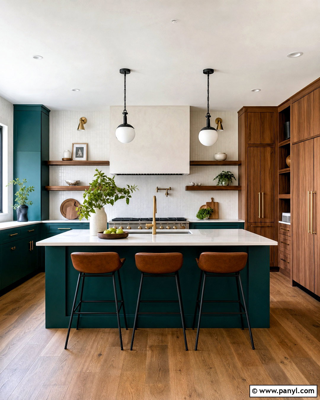 Teal And Walnut Kitchen - 20 kitchen colour schemes