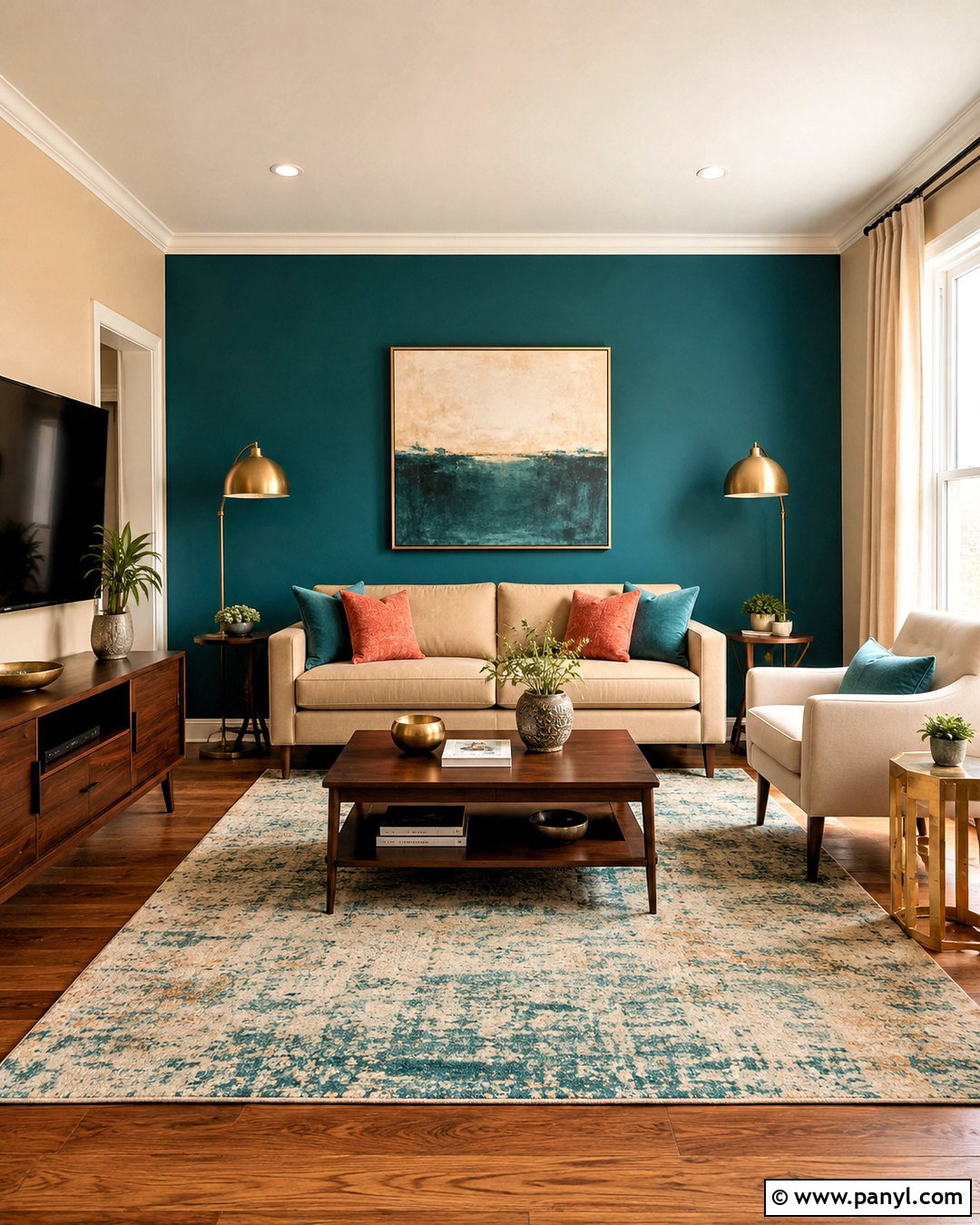 Teal And Warm Beige Living Room - 35 wall color combinations living rooms