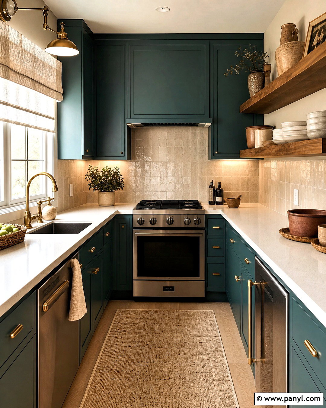 Teal And Warm Beige Small Kitchen - 20 small kitchen colors schemes